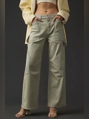 Pilcro High-Rise Wide-Leg Striped Painter Pant Jeans Size 29 EUC